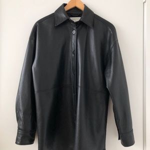 Babaton Pelli Shirt Jacket (Vegan Leather) in Black, Size Small